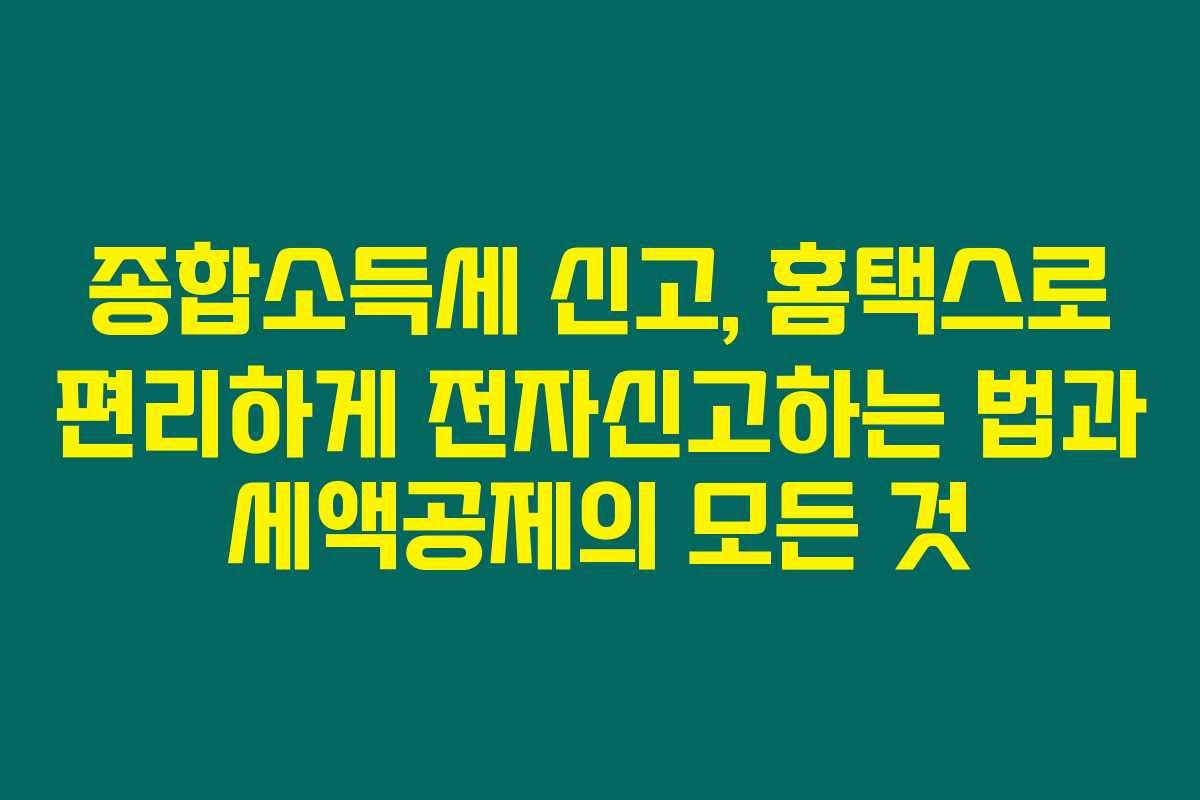 종합소득세 신고, 홈택스로 편리하게 전자신고하는 법과 세액공제의 모든 것
