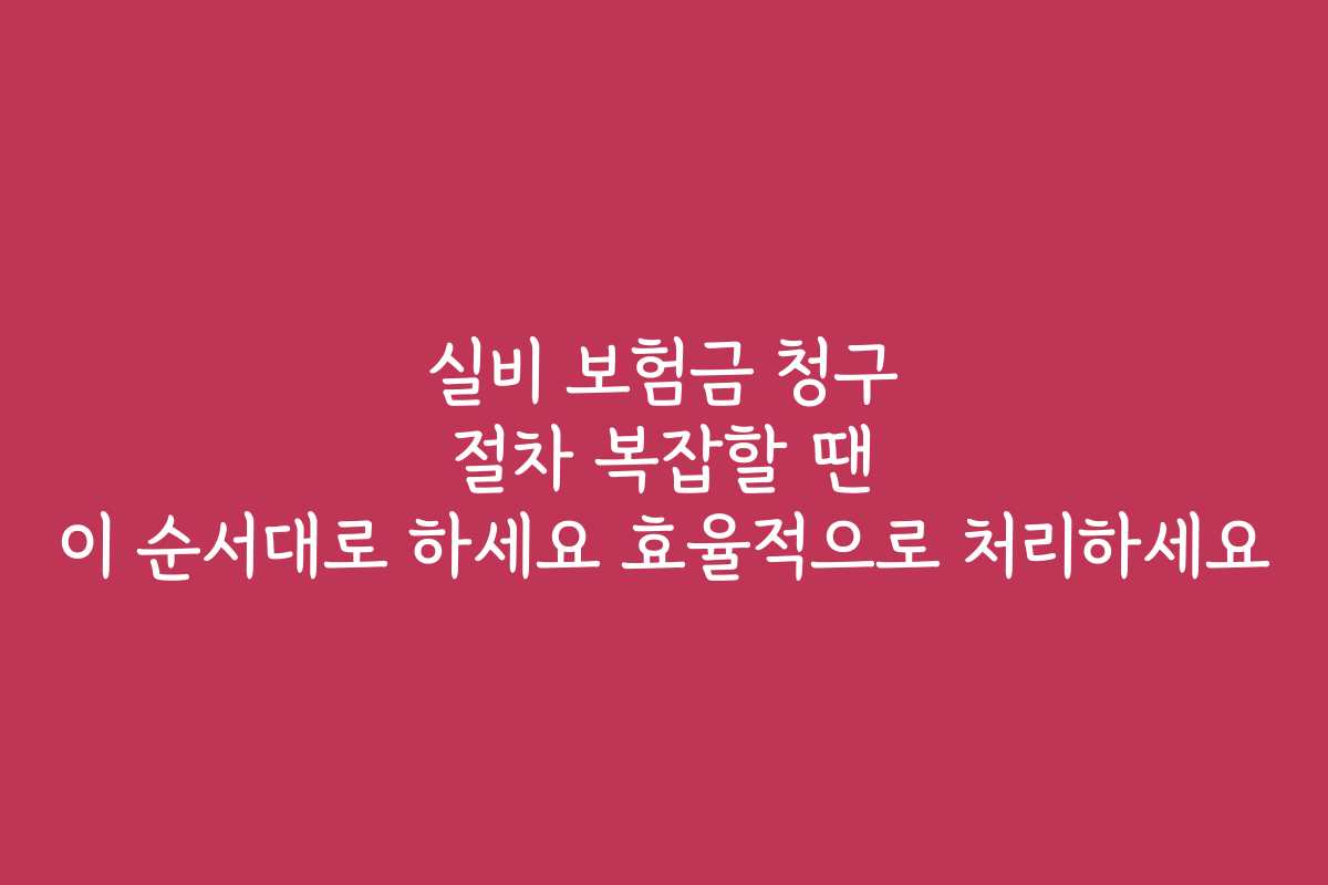 실비 보험금 청구 절차 복잡할 땐 이 순서대로 하세요 효율적으로 처리하세요