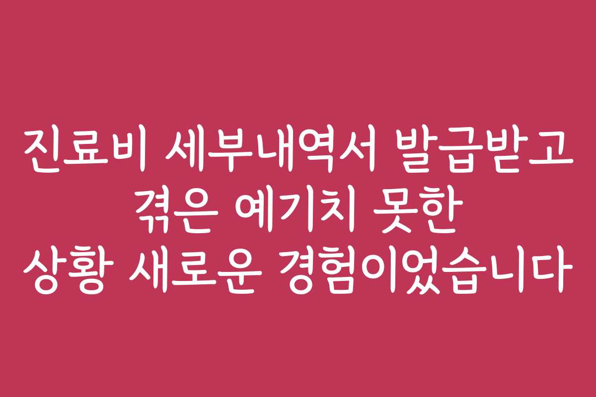 진료비 세부내역서 발급받고 겪은 예기치 못한 상황 새로운 경험이었습니다