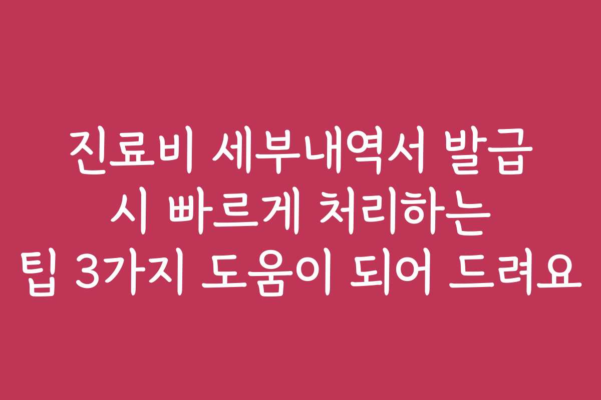 진료비 세부내역서 발급 시 빠르게 처리하는 팁 3가지 도움이 되어 드려요