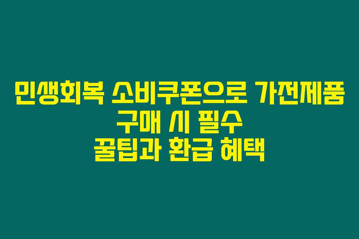 민생회복 소비쿠폰으로 가전제품 구매 시 필수 꿀팁과 환급 혜택 민생회복 소비쿠폰으로 가전제품 구매 시 필수 꿀팁과 환급 혜택