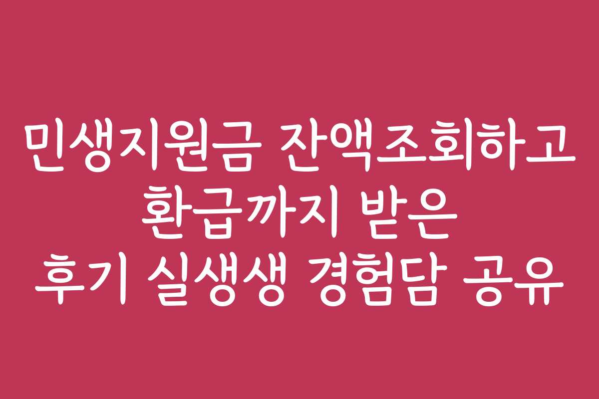 민생지원금 잔액조회하고 환급까지 받은 후기 실생생 경험담 공유