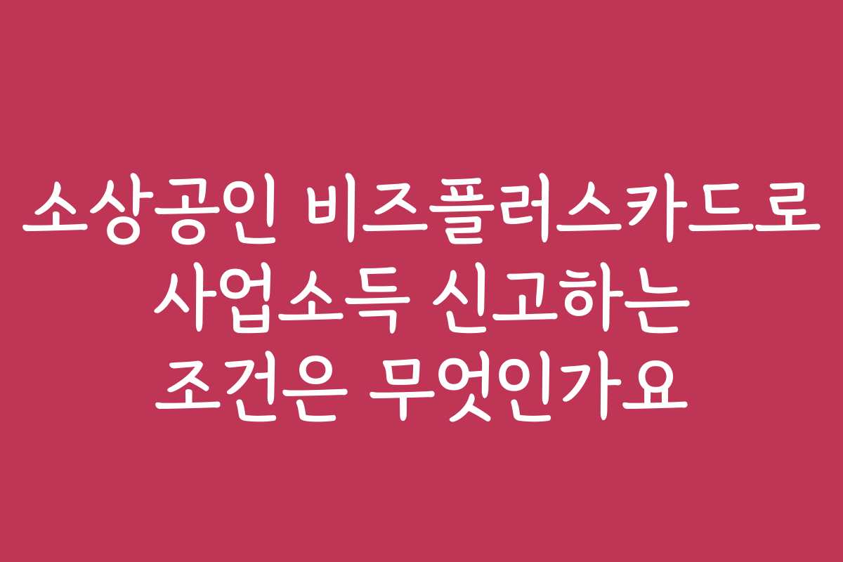 소상공인 비즈플러스카드로 사업소득 신고하는 조건은 무엇인가요