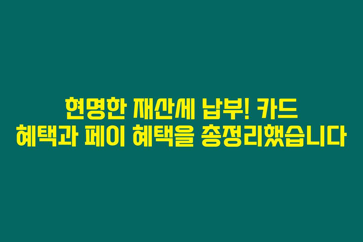 현명한 재산세 납부! 카드 혜택과 페이 혜택을 총정리했습니다 현명한 재산세 납부! 카드 혜택과 페이 혜택을 총정리했습니다