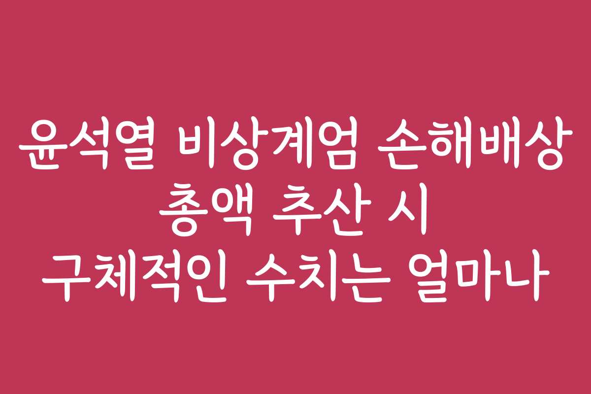 윤석열 비상계엄 손해배상 총액 추산 시 구체적인 수치는 얼마나