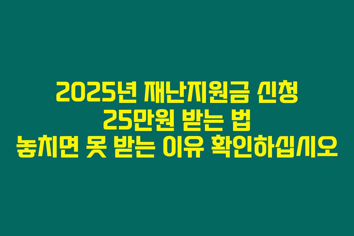 2025년 재난지원금 신청 25만원 받는 법 놓치면 못 받는 이유 확인하십시오