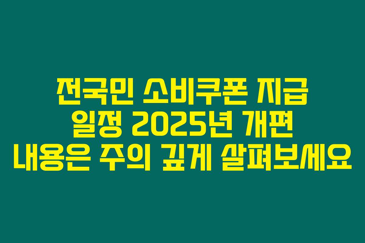 전국민 소비쿠폰 지급 일정 2025년 개편 내용은 주의 깊게 살펴보세요