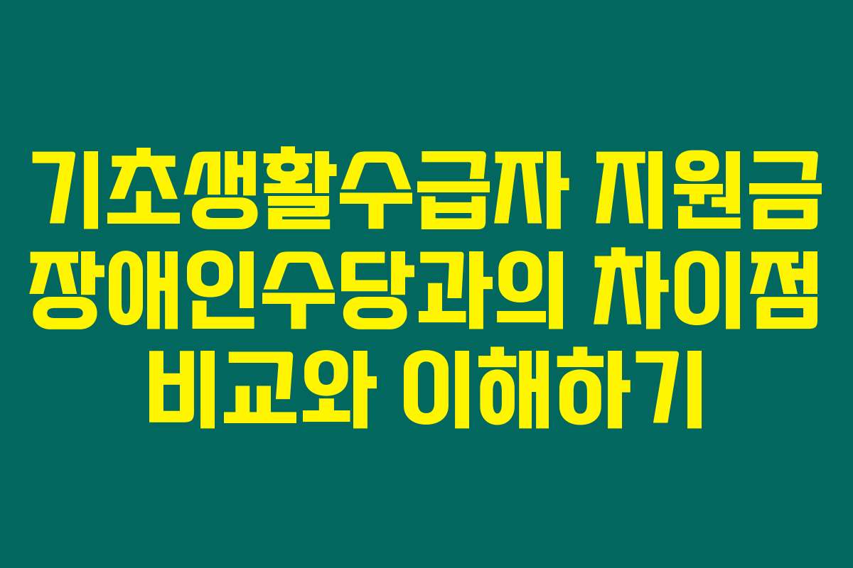 기초생활수급자 지원금 장애인수당과의 차이점 비교와 이해하기