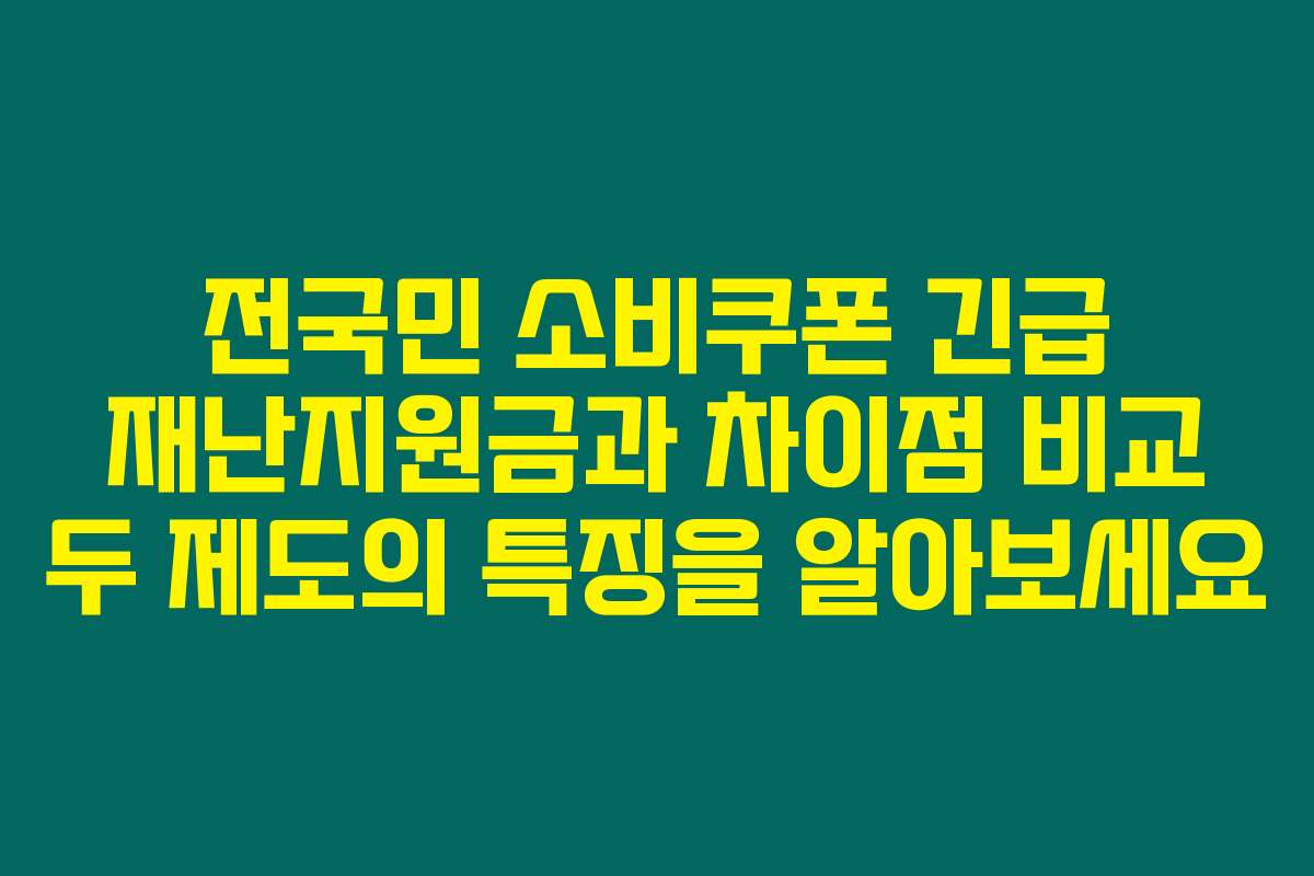 전국민 소비쿠폰 긴급 재난지원금과 차이점 비교 두 제도의 특징을 알아보세요