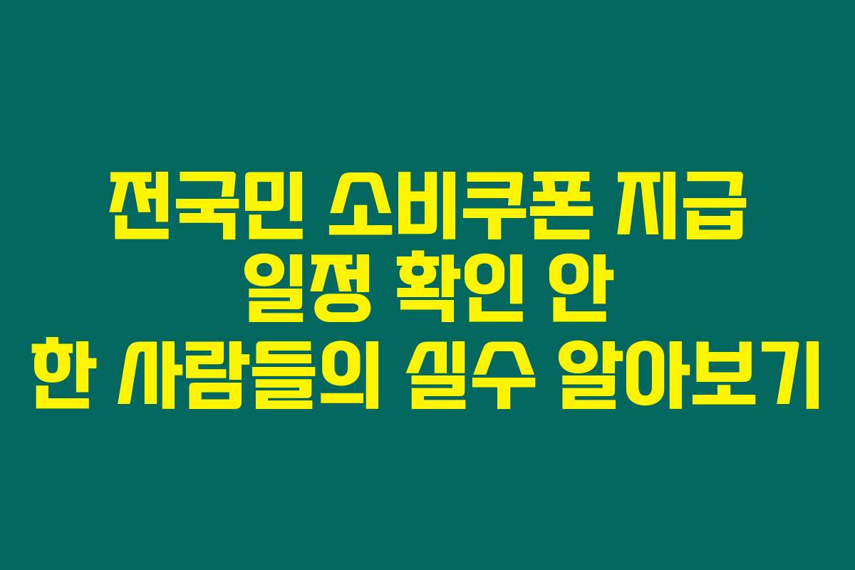 전국민 소비쿠폰 지급 일정 확인 안 한 사람들의 실수 알아보기