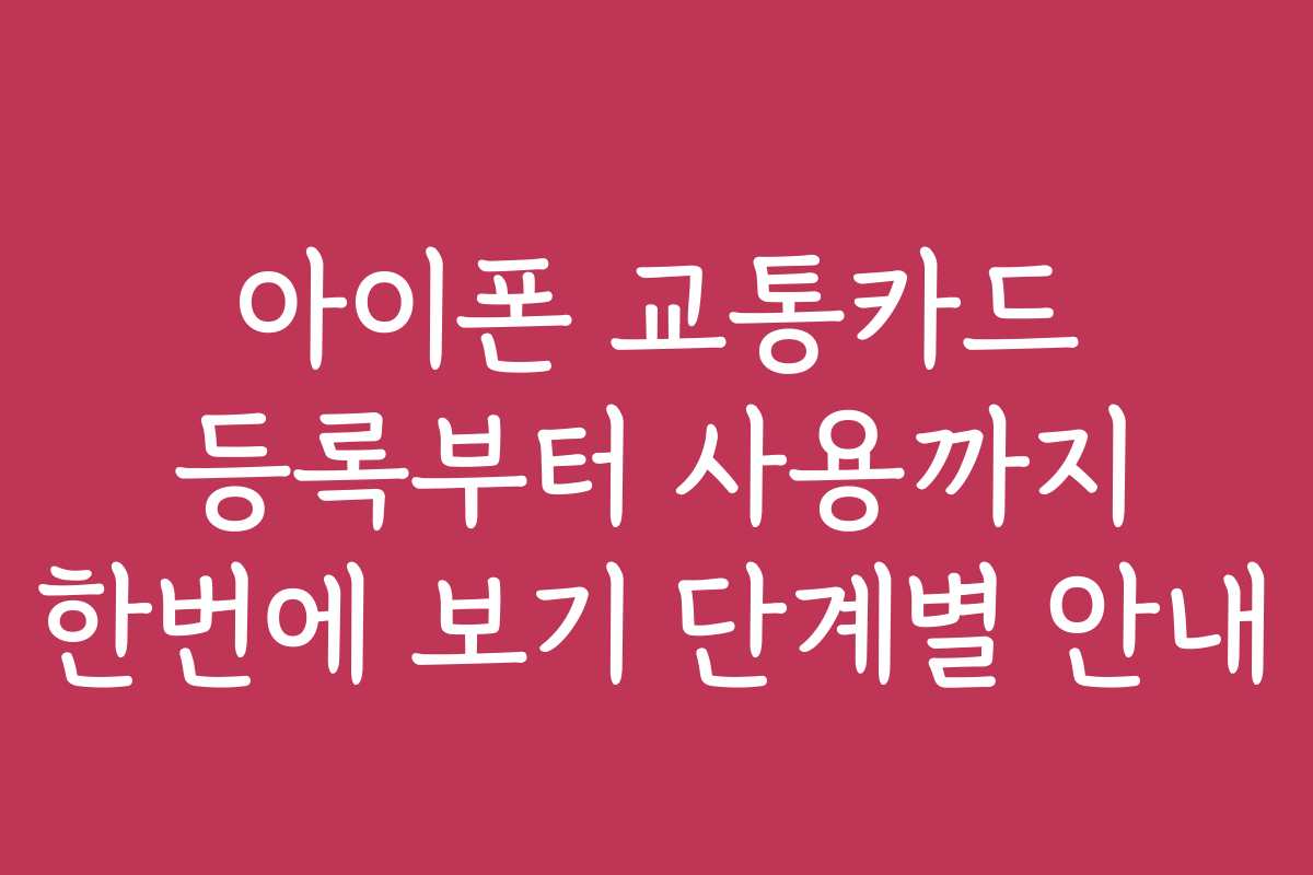 아이폰 교통카드 등록부터 사용까지 한번에 보기 단계별 안내