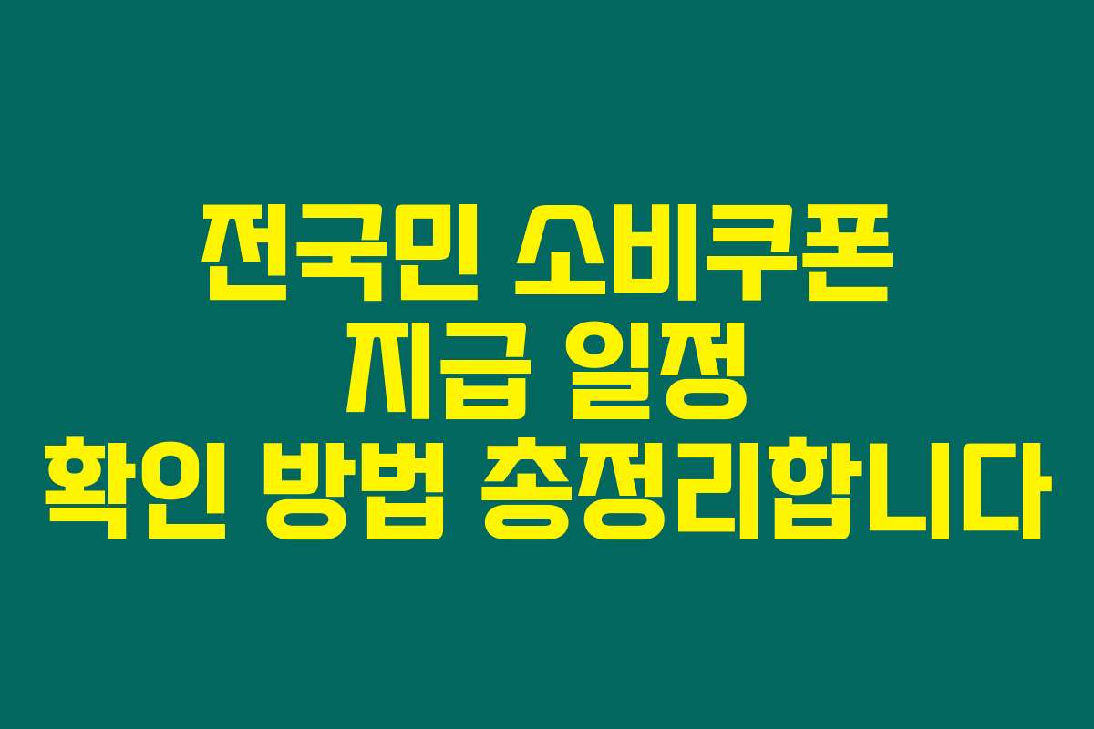 전국민 소비쿠폰 지급 일정 확인 방법 총정리합니다