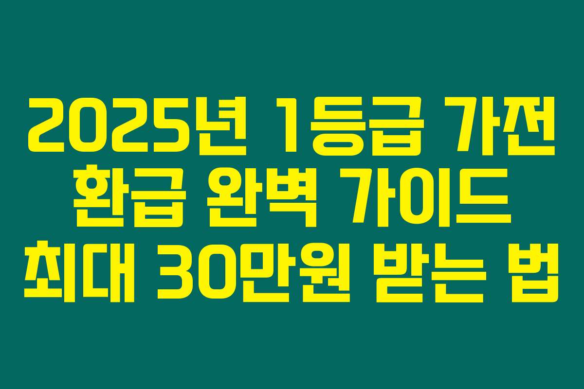 2025년 1등급 가전 환급 완벽 가이드 최대 30만원 받는 법