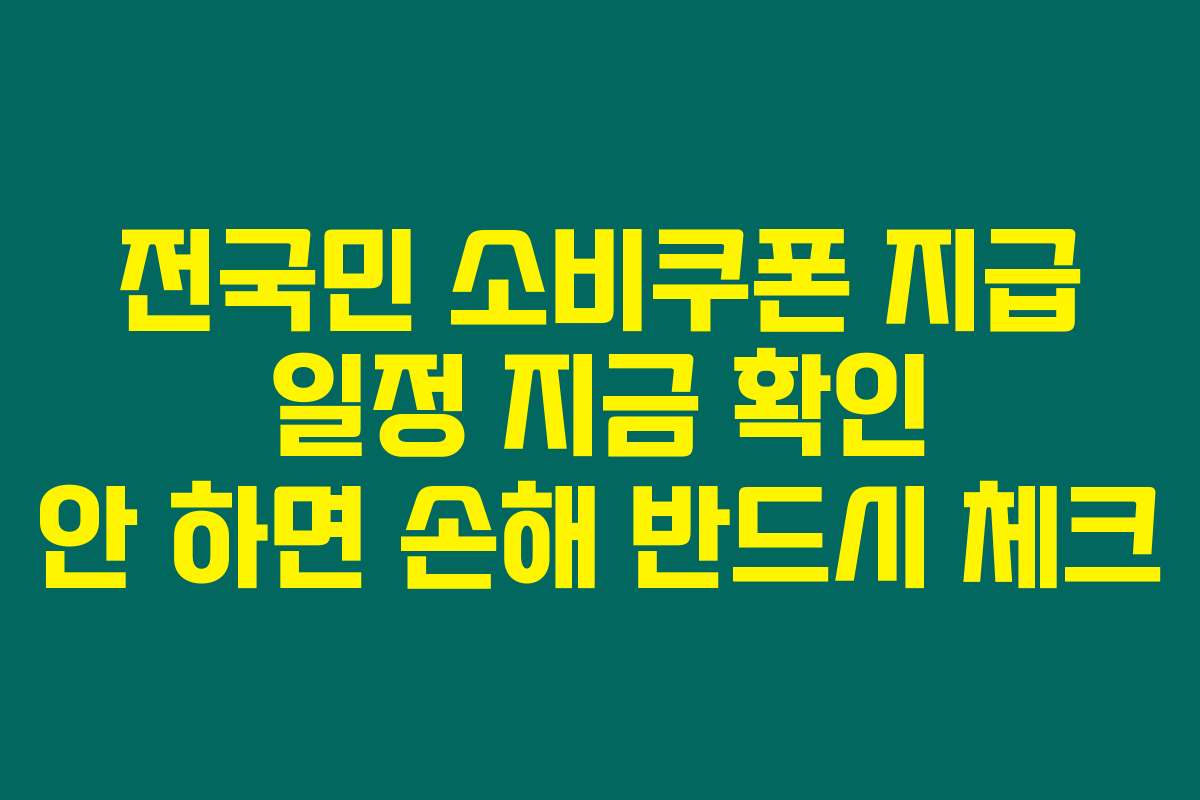 전국민 소비쿠폰 지급 일정 지금 확인 안 하면 손해 반드시 체크