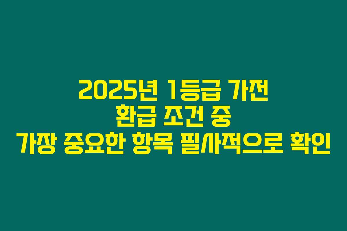 2025년 1등급 가전 환급 조건 중 가장 중요한 항목 필사적으로 확인