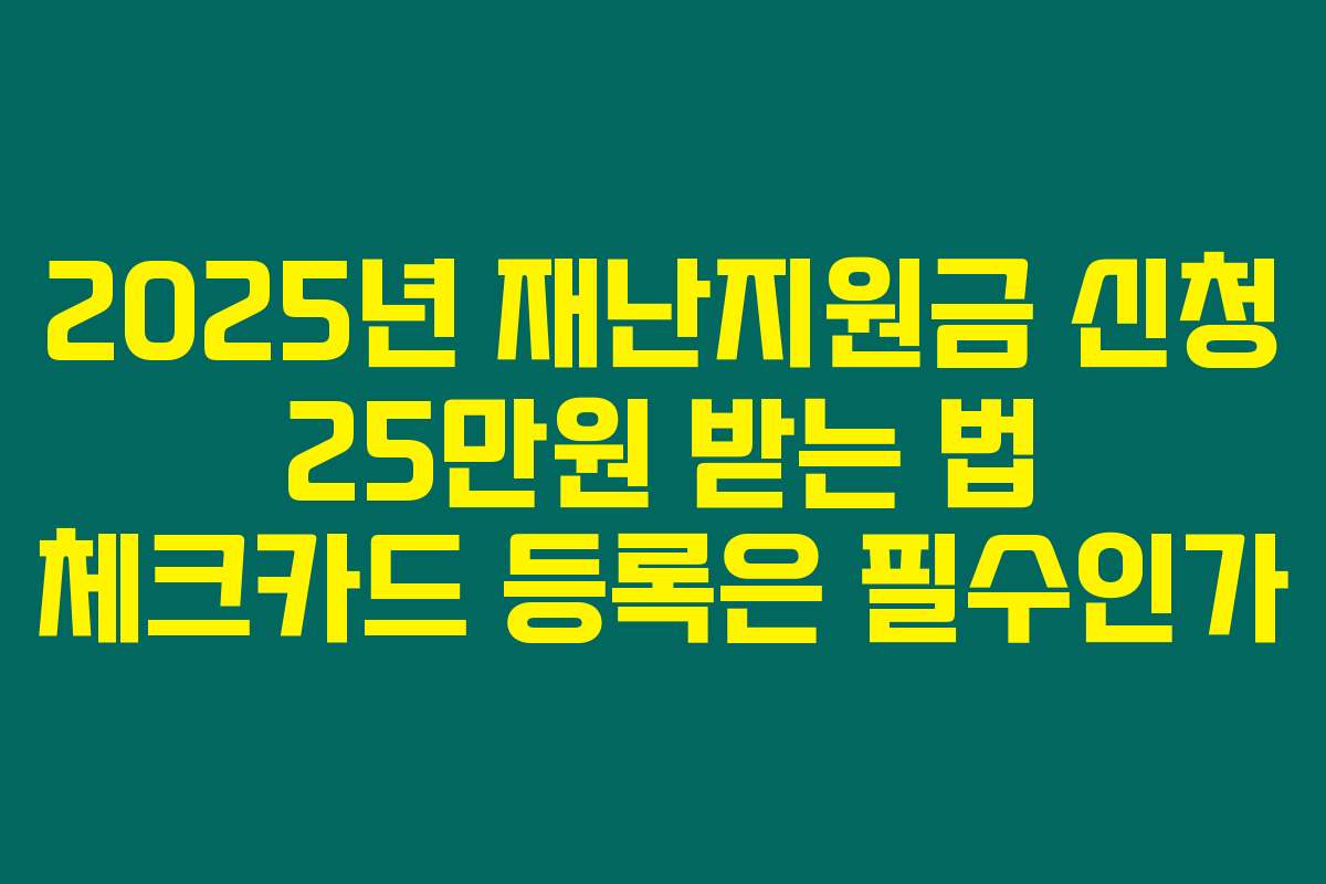 2025년 재난지원금 신청 25만원 받는 법 체크카드 등록은 필수인가