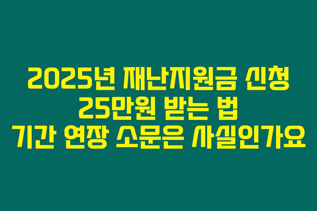 2025년 재난지원금 신청 25만원 받는 법 기간 연장 소문은 사실인가요