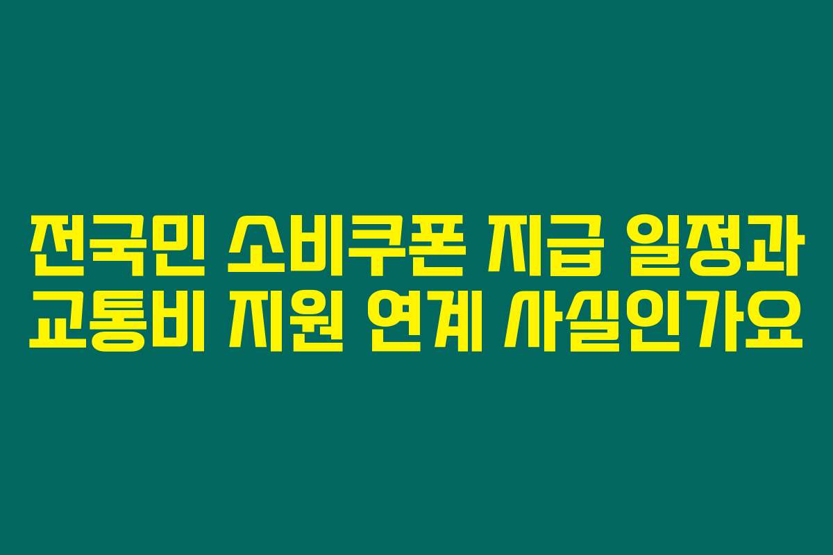전국민 소비쿠폰 지급 일정과 교통비 지원 연계 사실인가요