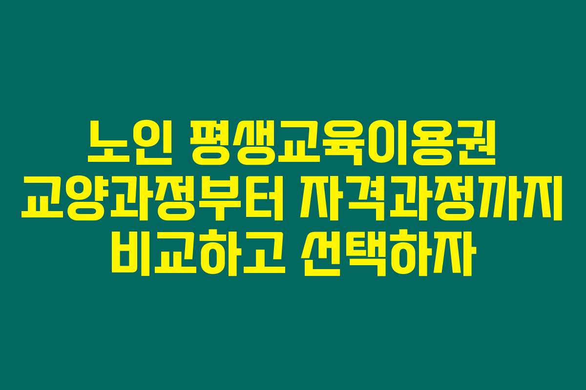 노인 평생교육이용권 교양과정부터 자격과정까지 비교하고 선택하자