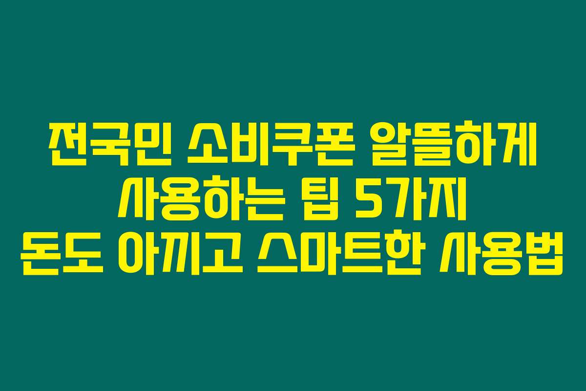 전국민 소비쿠폰 알뜰하게 사용하는 팁 5가지 돈도 아끼고 스마트한 사용법