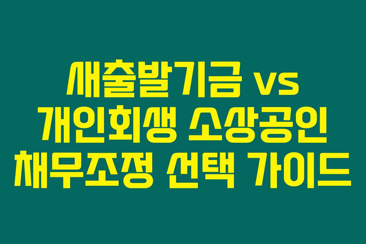 새출발기금 vs 개인회생 소상공인 채무조정 선택 가이드