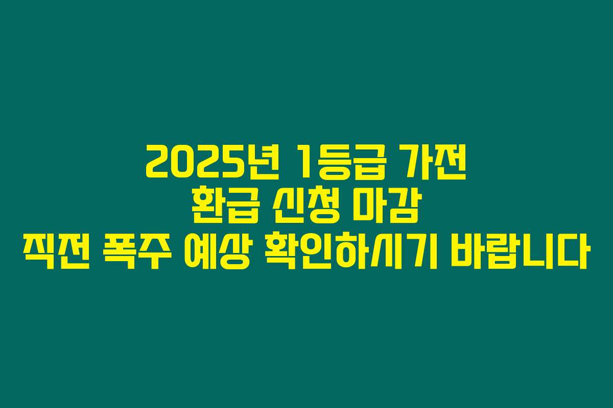 2025년 1등급 가전 환급 신청 마감 직전 폭주 예상 확인하시기 바랍니다