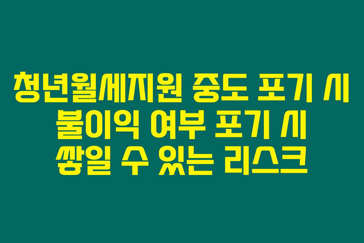 청년월세지원 중도 포기 시 불이익 여부 포기 시 쌓일 수 있는 리스크