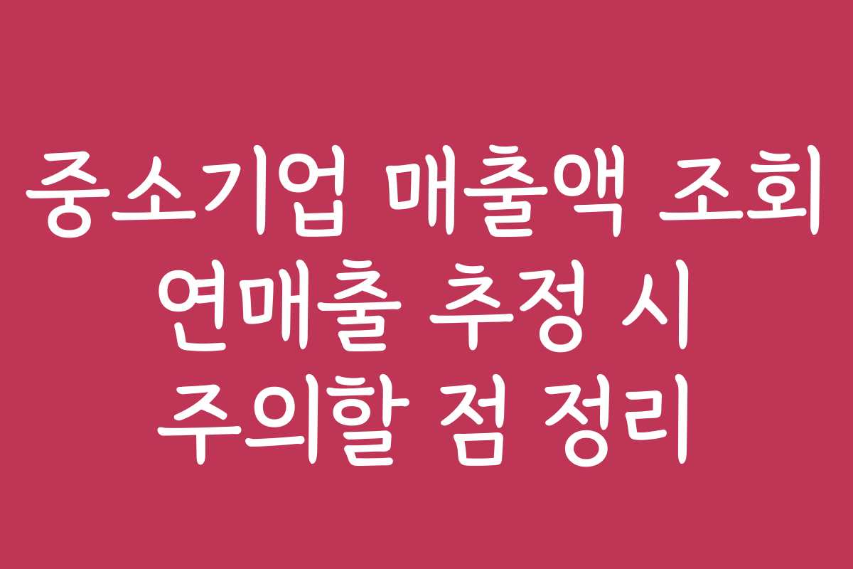 중소기업 매출액 조회 연매출 추정 시 주의할 점 정리