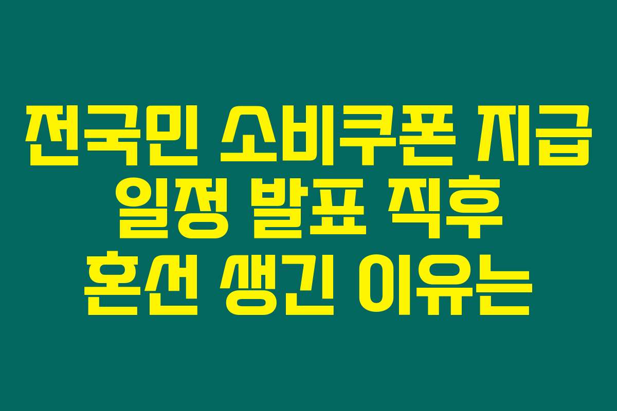 전국민 소비쿠폰 지급 일정 발표 직후 혼선 생긴 이유는