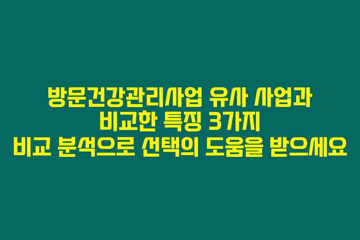 방문건강관리사업 유사 사업과 비교한 특징 3가지 비교 분석으로 선택의 도움을 받으세요