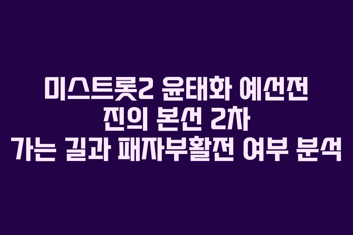 미스트롯2 윤태화 예선전 진의 본선 2차 가는 길과 패자부활전 여부 분석 미스트롯2 윤태화 예선전 진의 본선 2차 가는 길과 패자부활전 여부 분석