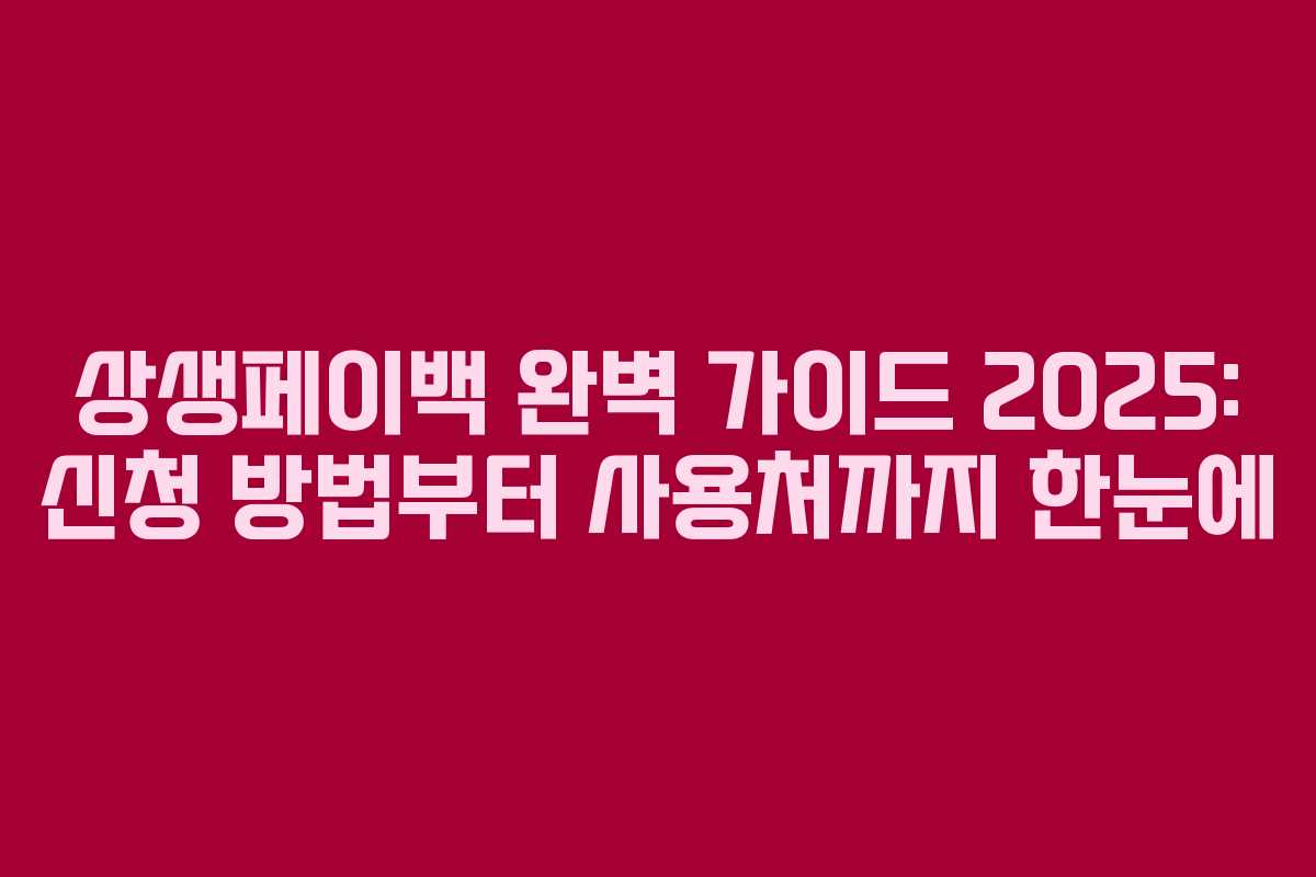 상생페이백 완벽 가이드 2025: 신청 방법부터 사용처까지 한눈에