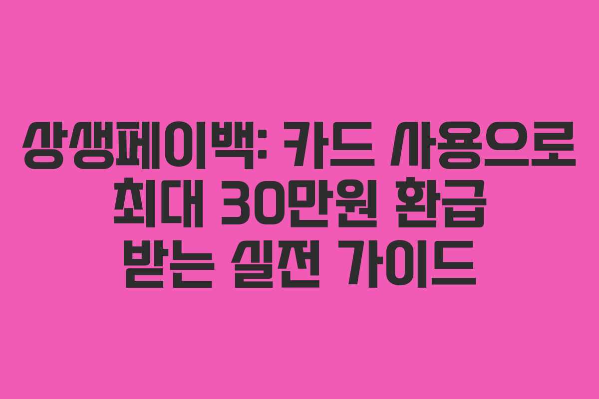 상생페이백: 카드 사용으로 최대 30만원 환급 받는 실전 가이드 상생페이백: 카드 사용으로 최대 30만원 환급 받는 실전 가이드