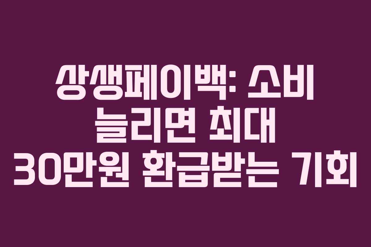 상생페이백: 소비 늘리면 최대 30만원 환급받는 기회