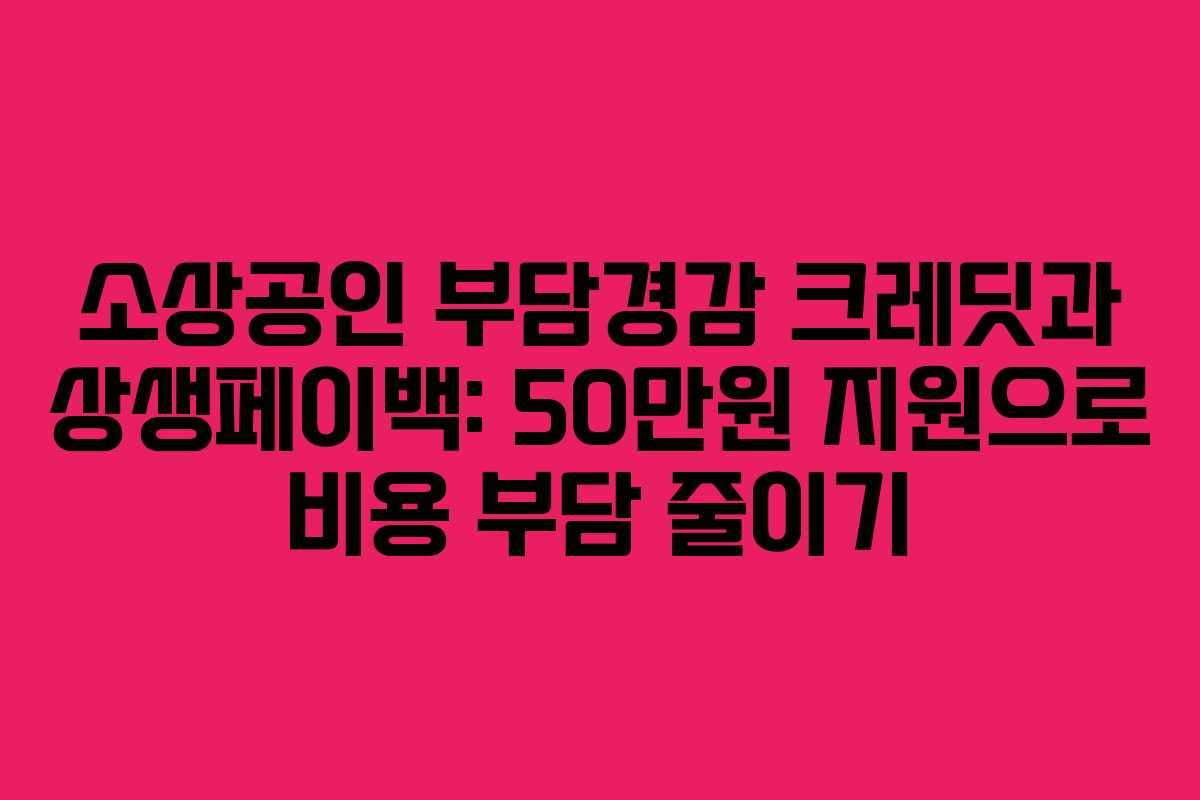 소상공인 부담경감 크레딧과 상생페이백: 50만원 지원으로 비용 부담 줄이기