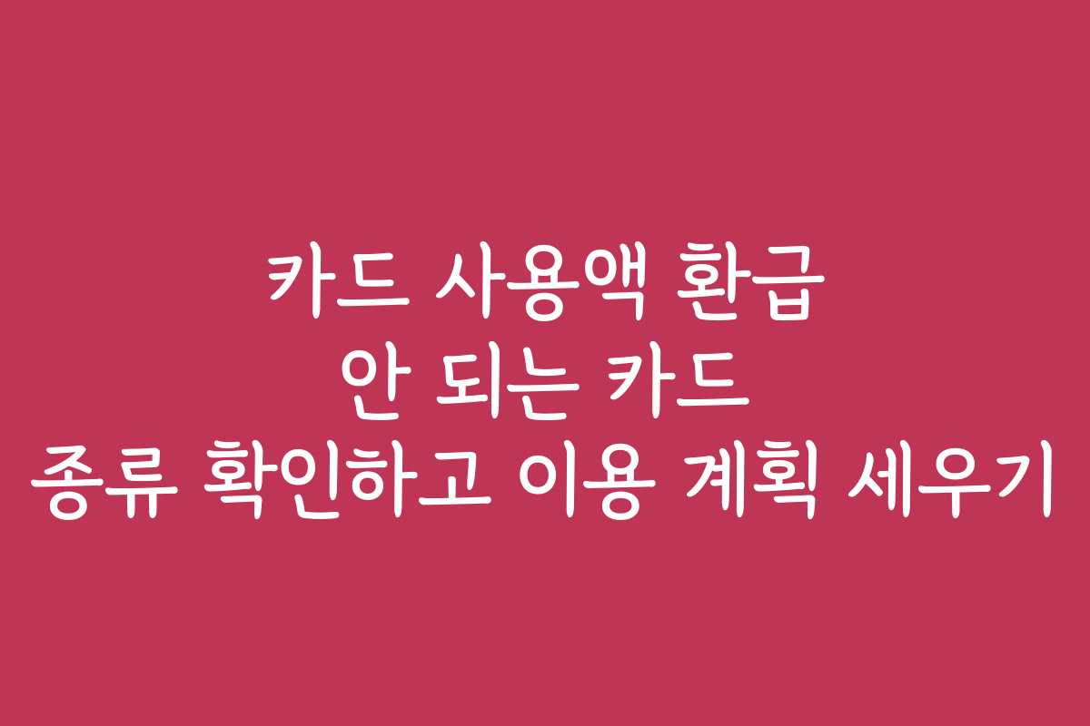 카드 사용액 환급 안 되는 카드 종류 확인하고 이용 계획 세우기