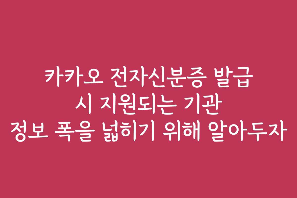 카카오 전자신분증 발급 시 지원되는 기관 정보 폭을 넓히기 위해 알아두자