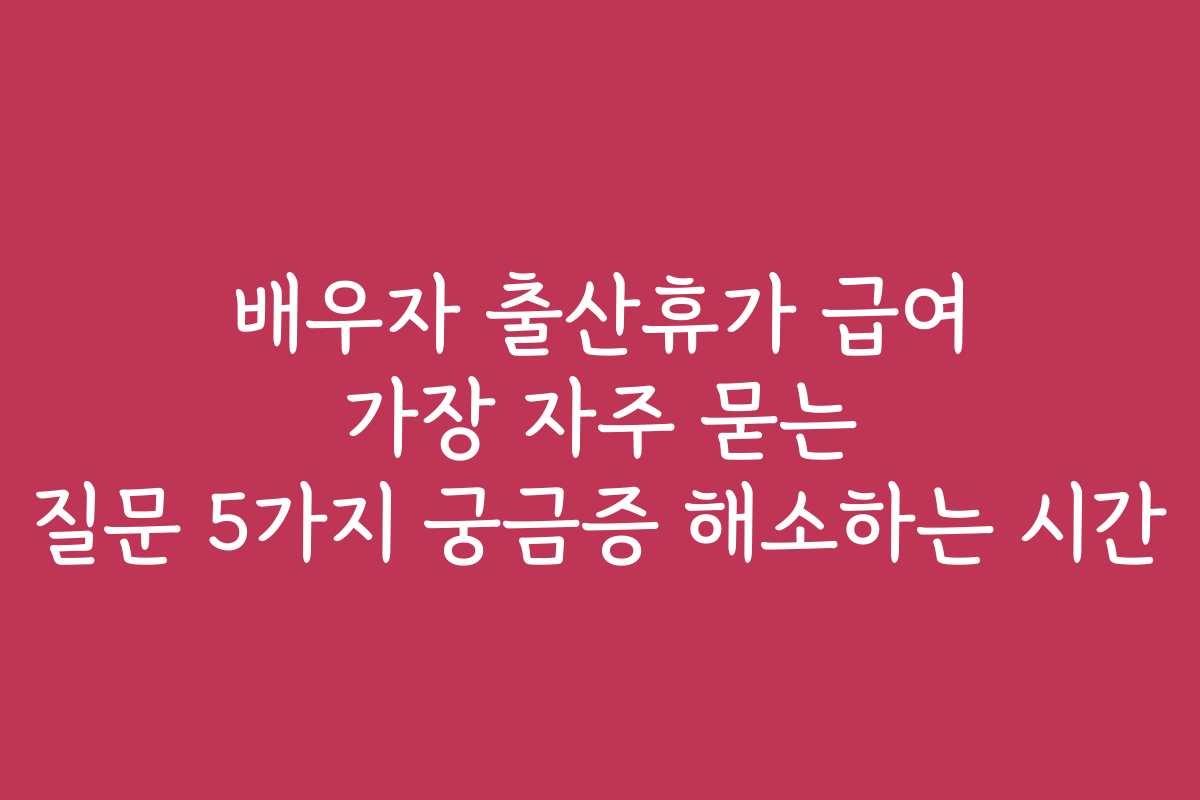 배우자 출산휴가 급여 가장 자주 묻는 질문 5가지 궁금증 해소하는 시간