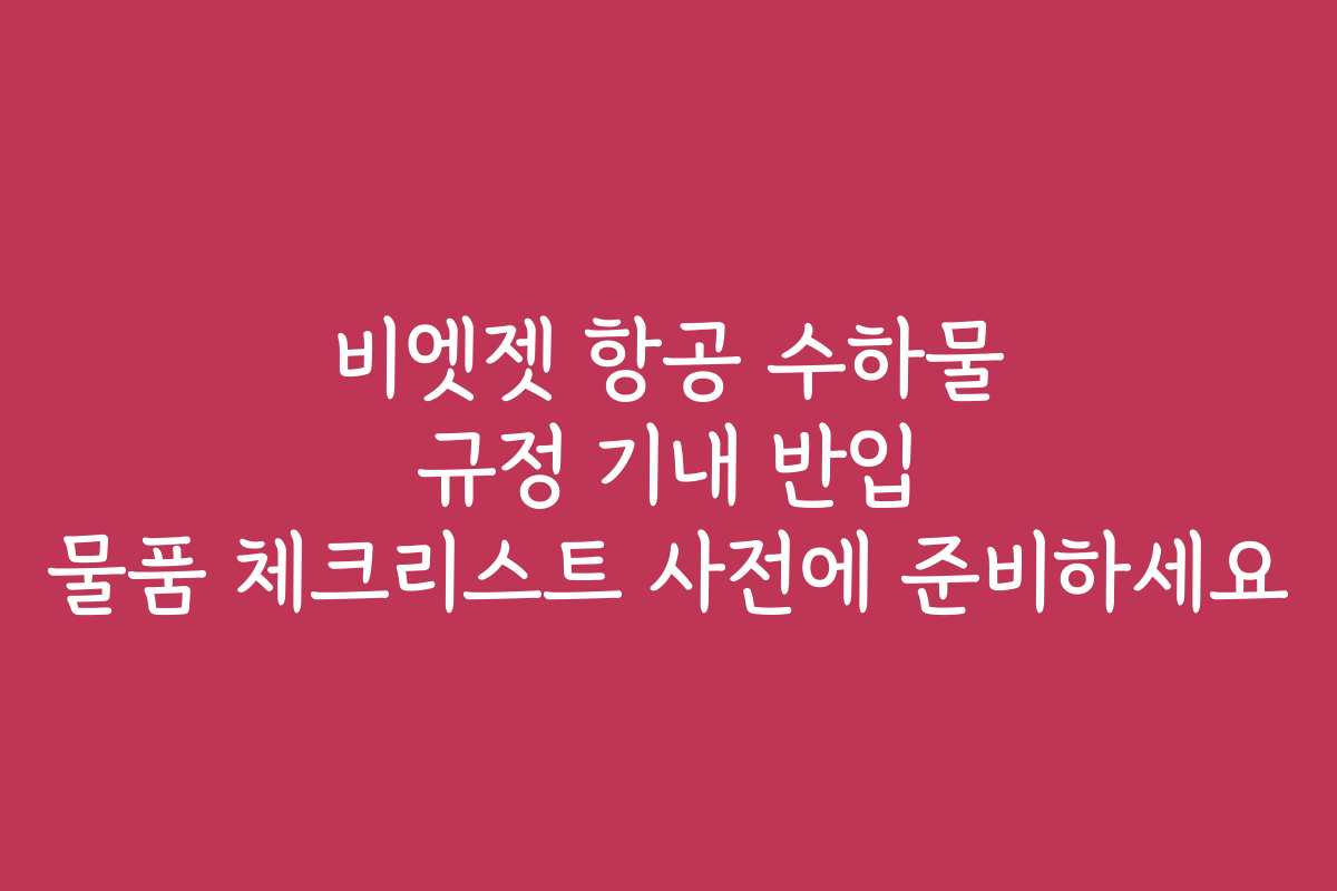 비엣젯 항공 수하물 규정 기내 반입 물품 체크리스트 사전에 준비하세요