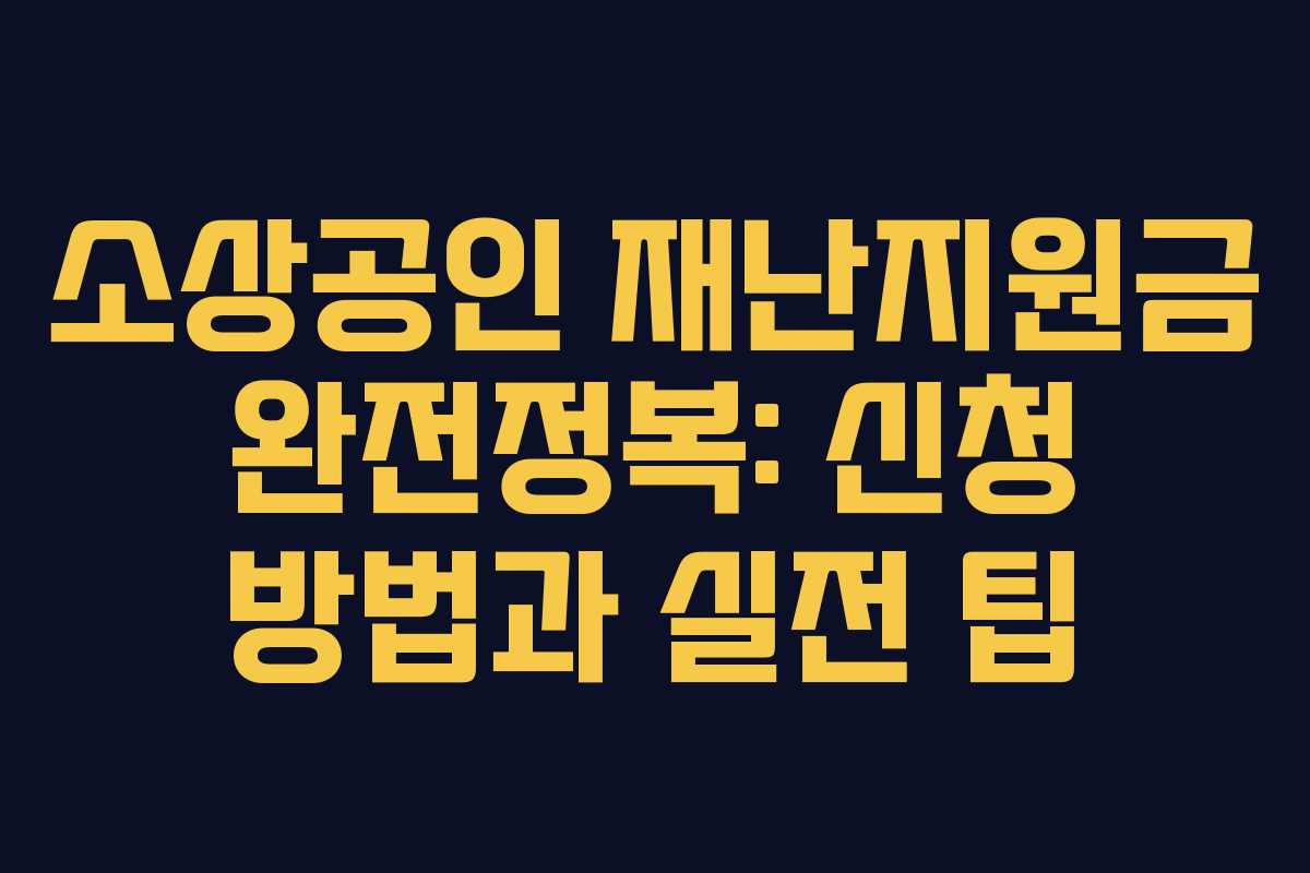 소상공인 재난지원금 완전정복: 신청 방법과 실전 팁