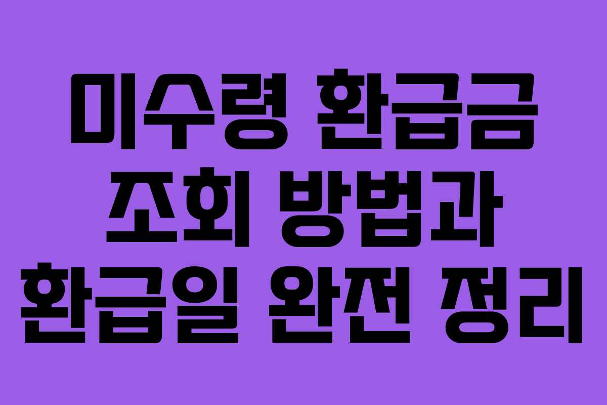 미수령 환급금 조회 방법과 환급일 완전 정리 미수령 환급금 조회 방법과 환급일 완전 정리