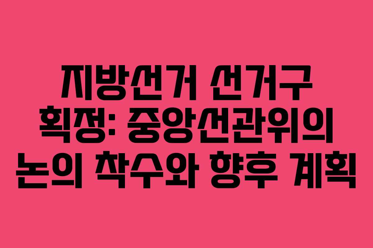 지방선거 선거구 획정: 중앙선관위의 논의 착수와 향후 계획 지방선거 선거구 획정: 중앙선관위의 논의 착수와 향후 계획