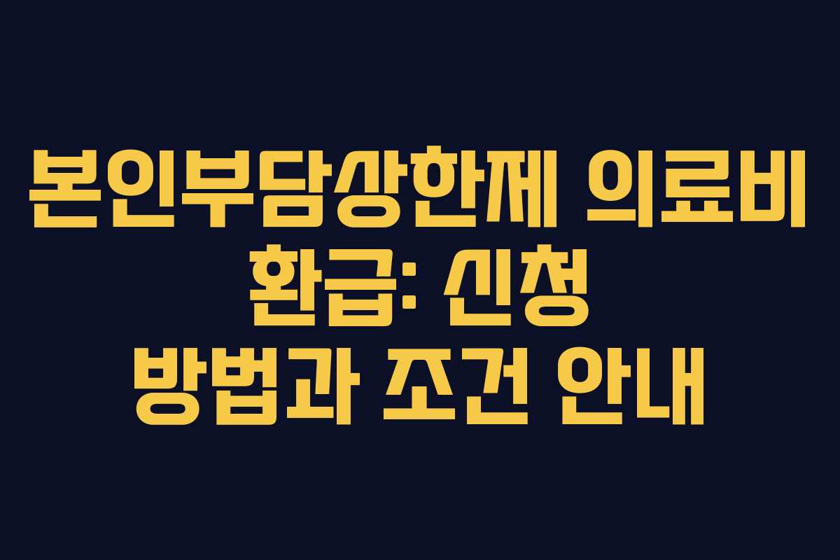 본인부담상한제 의료비 환급: 신청 방법과 조건 안내