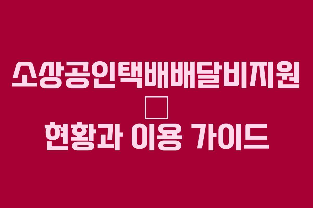 소상공인택배배달비지원 — 현황과 이용 가이드 소상공인택배배달비지원 — 현황과 이용 가이드