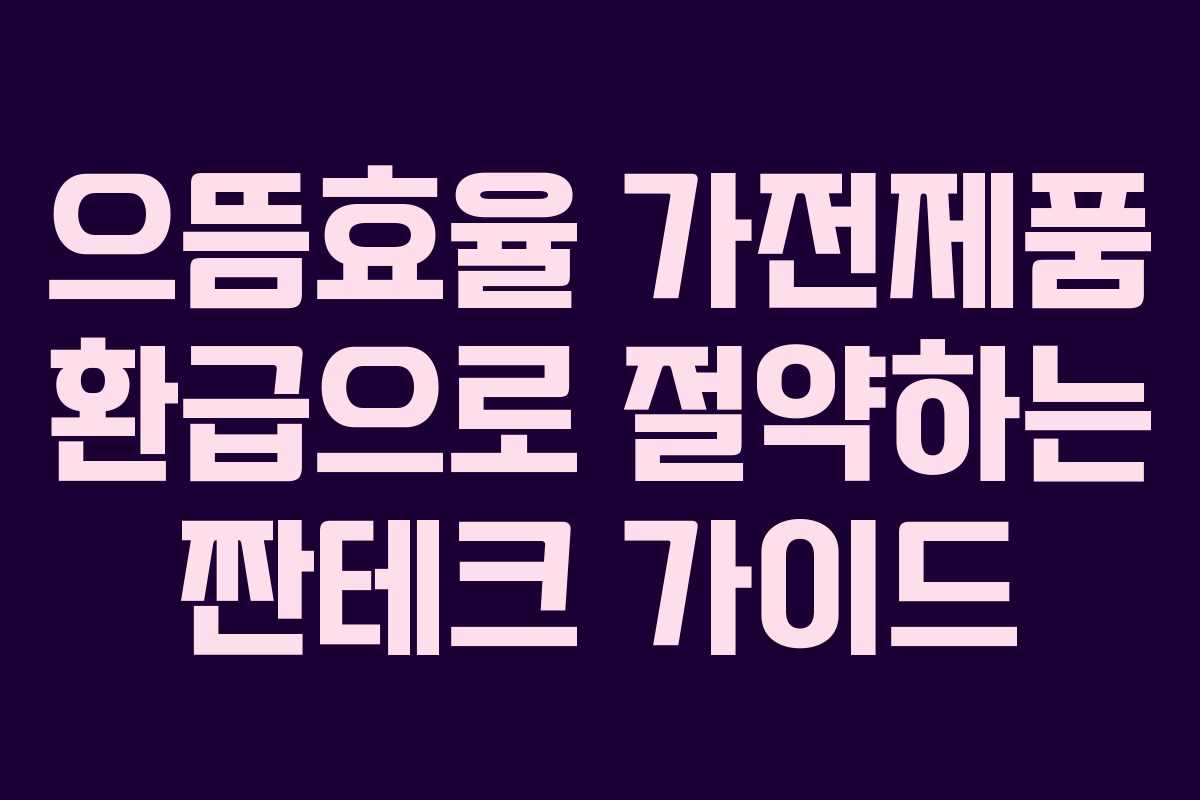 으뜸효율 가전제품 환급으로 절약하는 짠테크 가이드