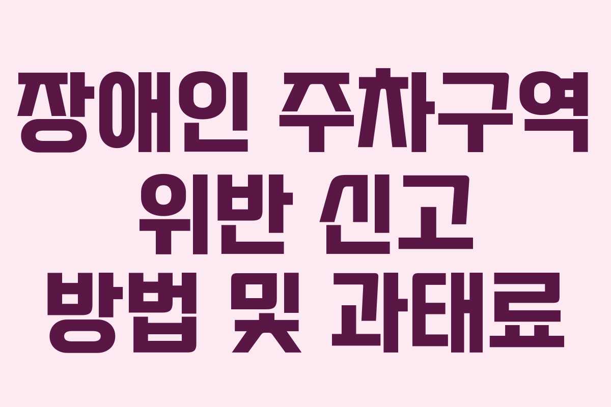 장애인 주차구역 위반 신고 방법 및 과태료