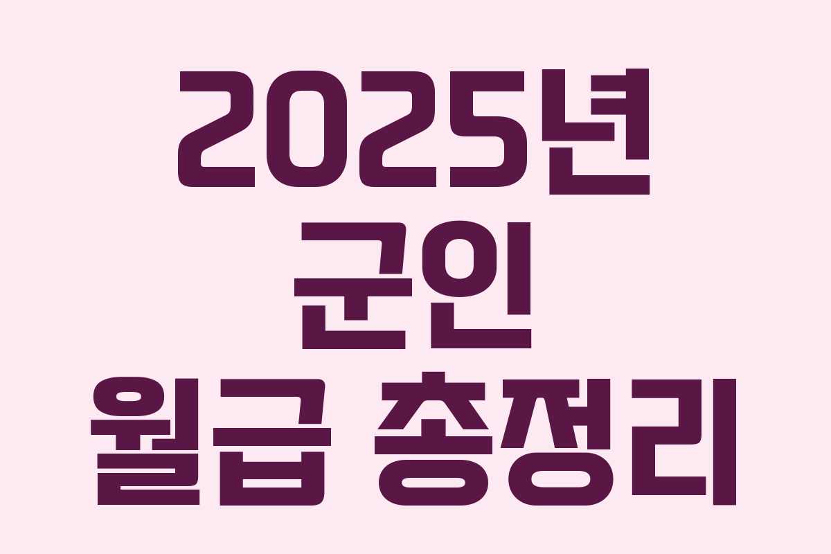 2025년 군인 월급 총정리