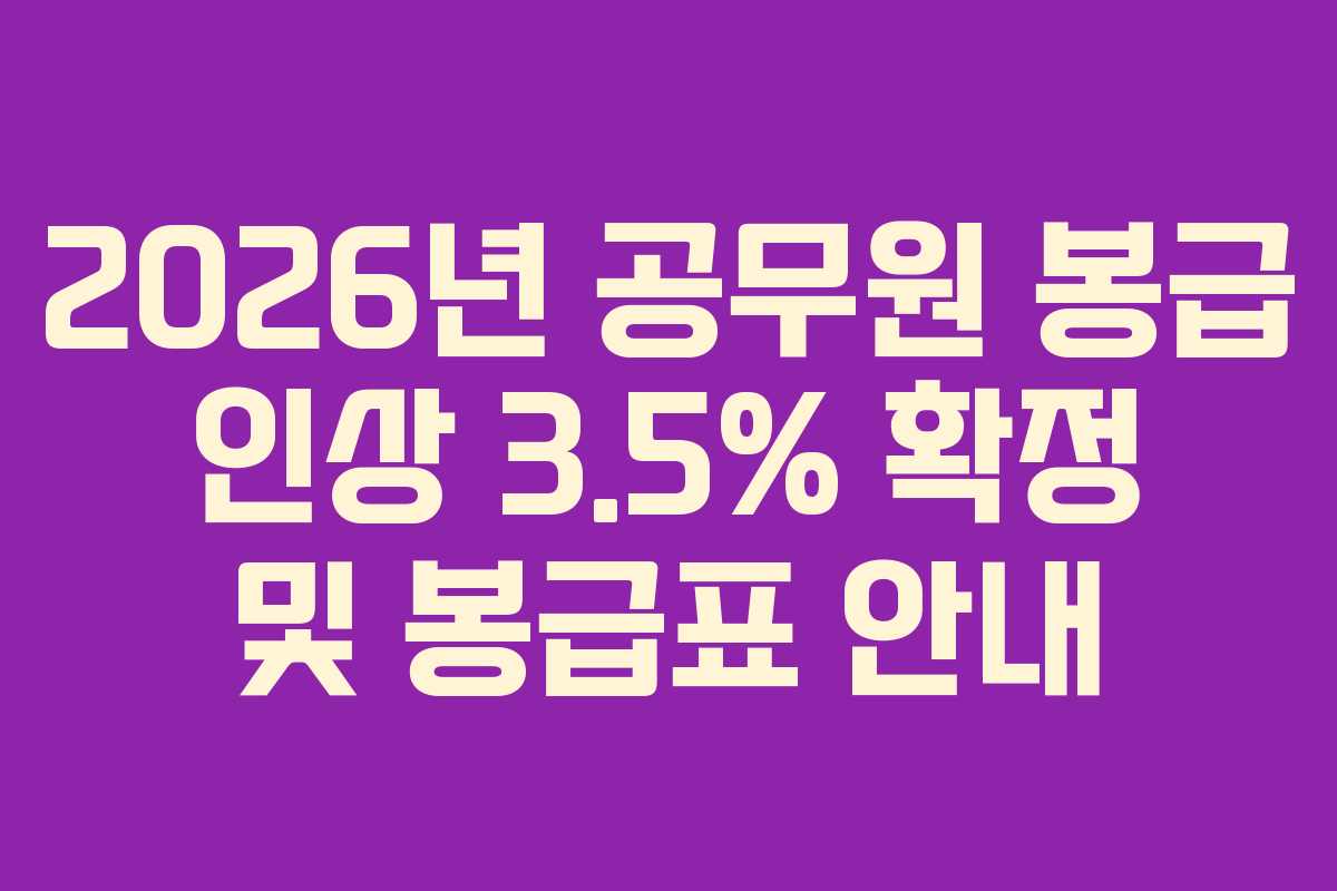 2026년 공무원 봉급 인상 3.5% 확정 및 봉급표 안내 2026년 공무원 봉급 인상 3.5% 확정 및 봉급표 안내