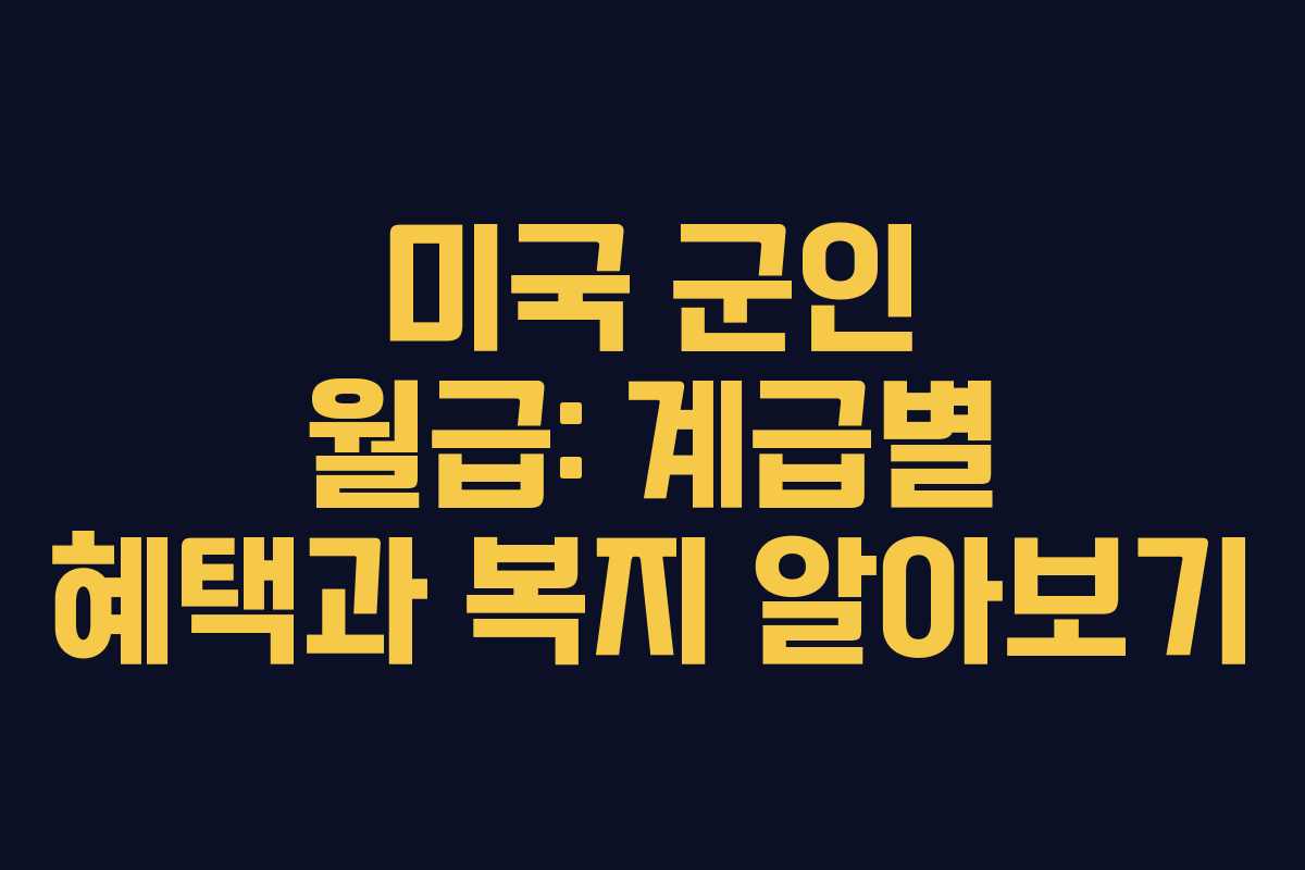 미국 군인 월급: 계급별 혜택과 복지 알아보기