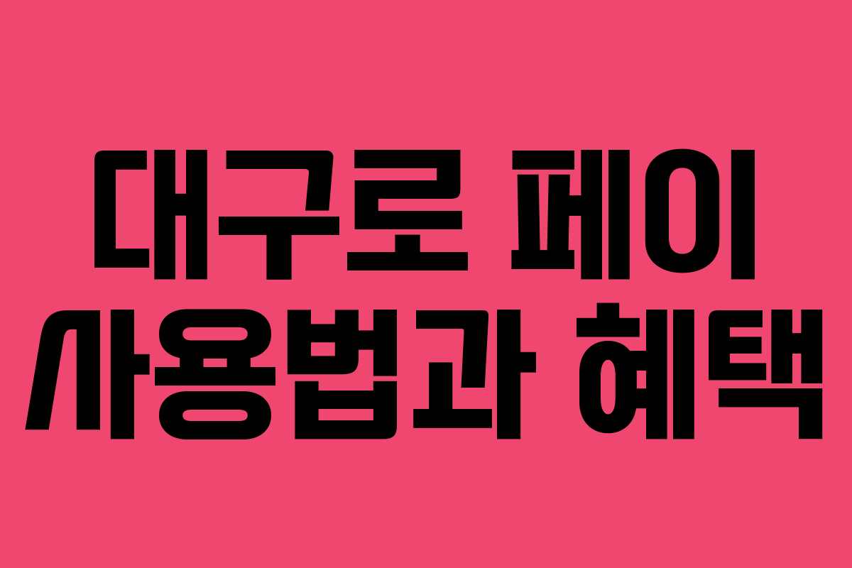 대구로 페이 사용법과 혜택